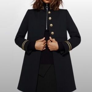 Zara Collection Women's Size M Black Winter Utility Pea Coat